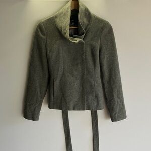 H&M Gray Wool Jacket with Unique Collar